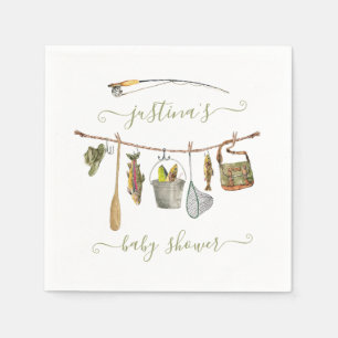 Fishing Reel Baby Shower Clothesline Napkin