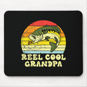 Fishing Reel Cool Grandpa B Fish Retro Grandfather Mouse Pad