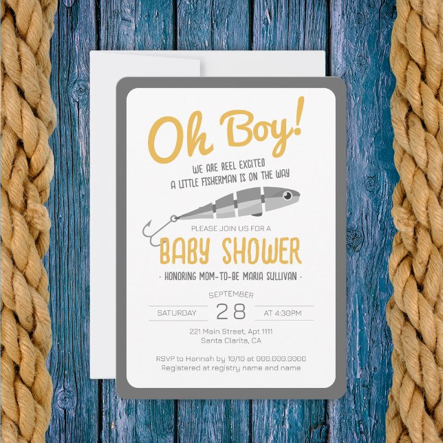 Fishing Reel Excited Oh Boy Baby Shower Invitation (Fishing Reel Excited Oh Boy Baby Shower Invitation
)
