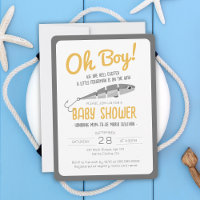 Fishing Reel Excited Oh Boy Baby Shower