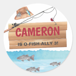 Fishing Reel in some fun, Any Age Birthday Party Classic Round Sticker