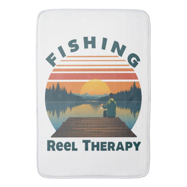 Fishing Reel Therapy Dad Bath Mat (Front Vertical)