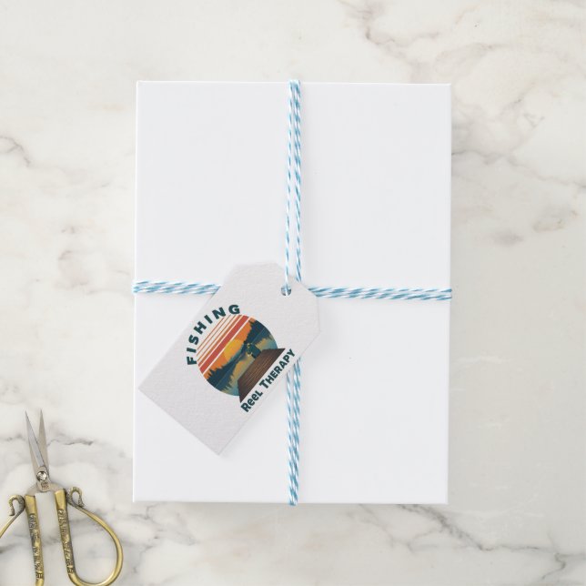 Fishing Reel Therapy Dad Gift Tags (With Twine)