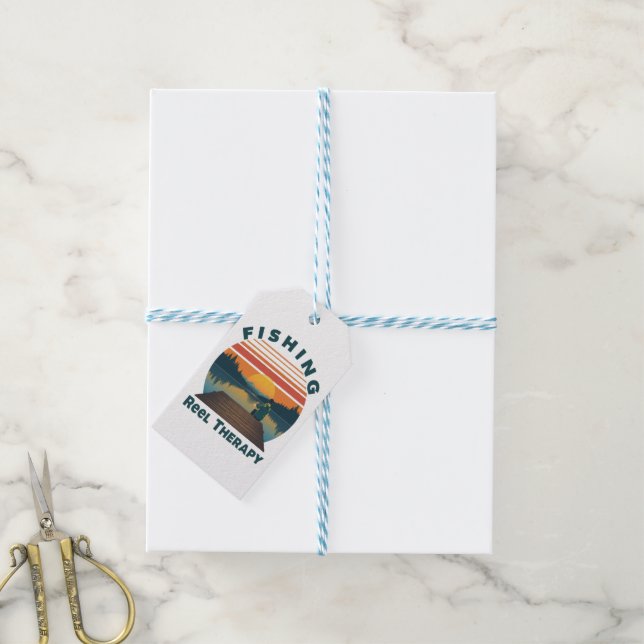 Fishing Reel Therapy Dad Gift Tags (With Twine)
