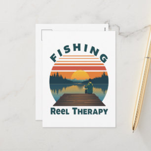 Fishing Reel Therapy Dad Holiday Postcard