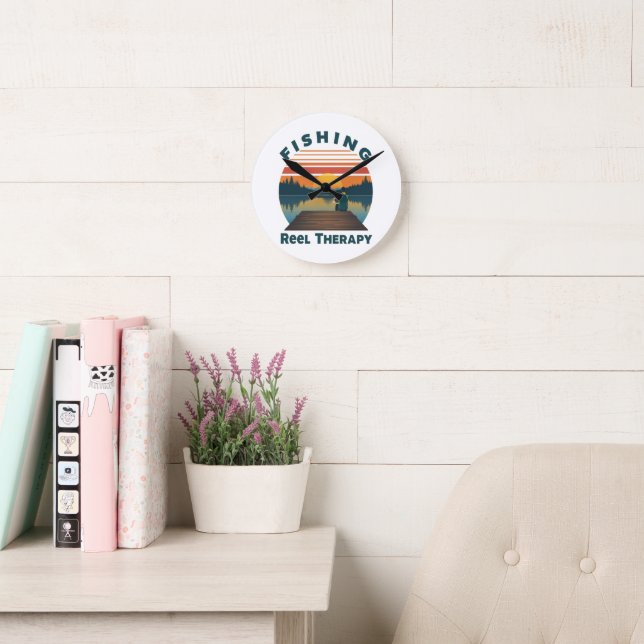 Fishing Reel Therapy Dad Round Clock (Reading Room)