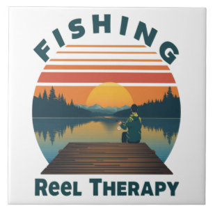 Fishing Reel Therapy Dad Tile