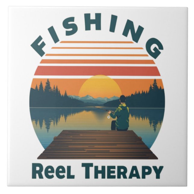 Fishing Reel Therapy Dad Tile (Front)