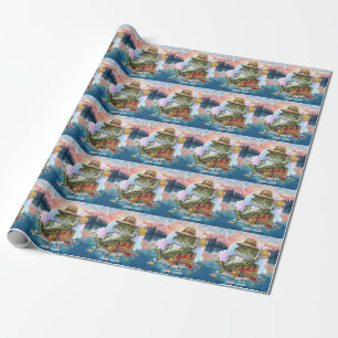 Fishing Reeling in Retirement Party watercolor Wrapping Paper