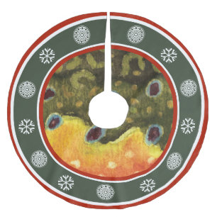 Fishing Reels and Winter Snowflake Brushed Polyester Tree Skirt