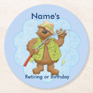 Fishing Retirement, Birthday Party Paper Coasters