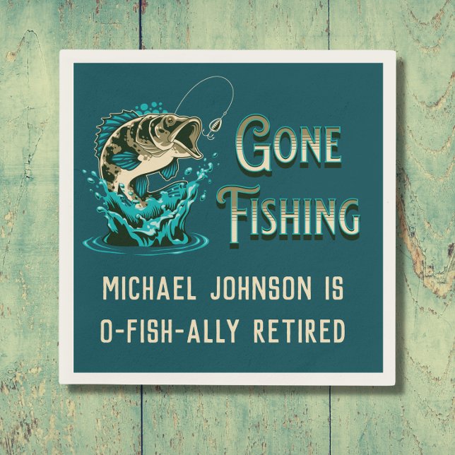 Fishing Retirement Party - Gone Fishing Napkin (Creator Uploaded)