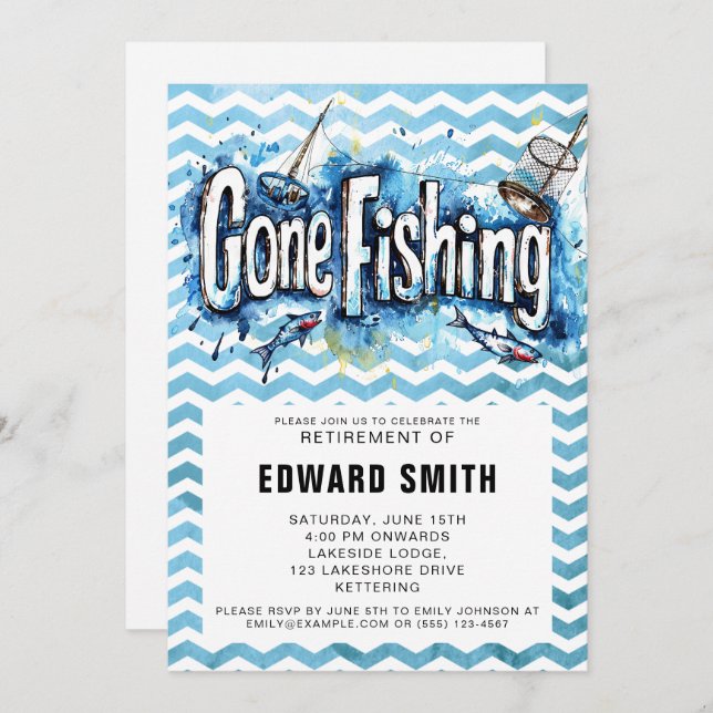 Fishing Retirement Party Invitation (Front/Back)
