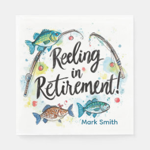 Fishing retirement watercolor napkin
