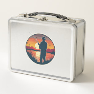 Fishing Retro Fishing Fish Sea Sunset Metal Lunch Box