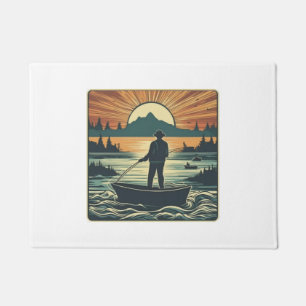 Fishing Retro Fishing Fish Sunset Boat Doormat