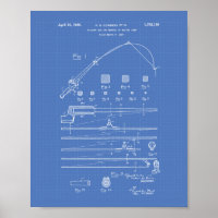 Fishing Rod 1930 Patent Art Blueprint