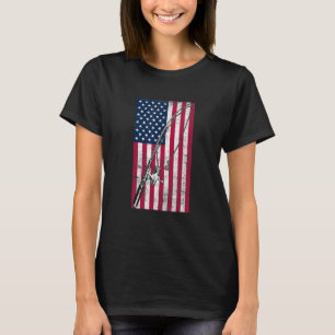 Fishing Rod American Flag Fisherman T-Shirt