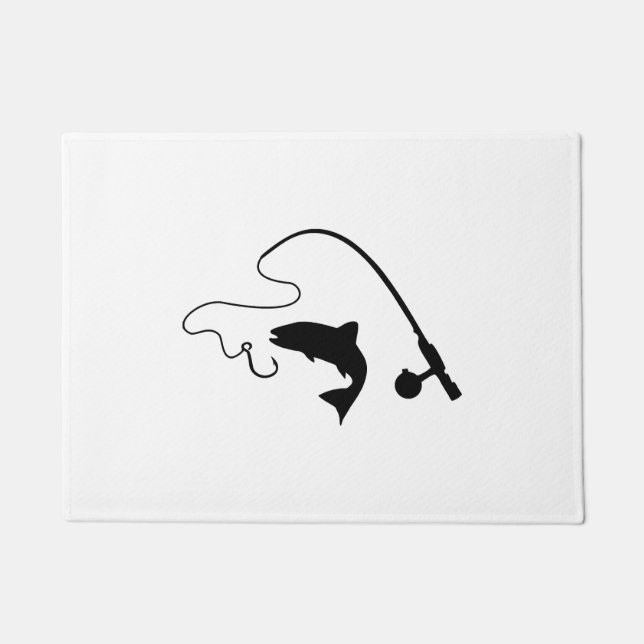 Fishing rod and fish, fishing doormat (Front)