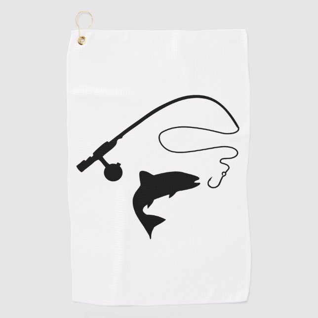 Fishing rod and fish golf towel (Front)