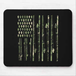 Fishing Rod Camo American Flag Funny Fishing Lover Mouse Pad