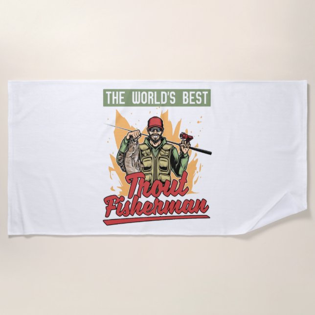 Fishing Rod Fish Fisherman Beach Towel (Front)