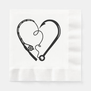 Fishing Rod Heart Heart Napkin