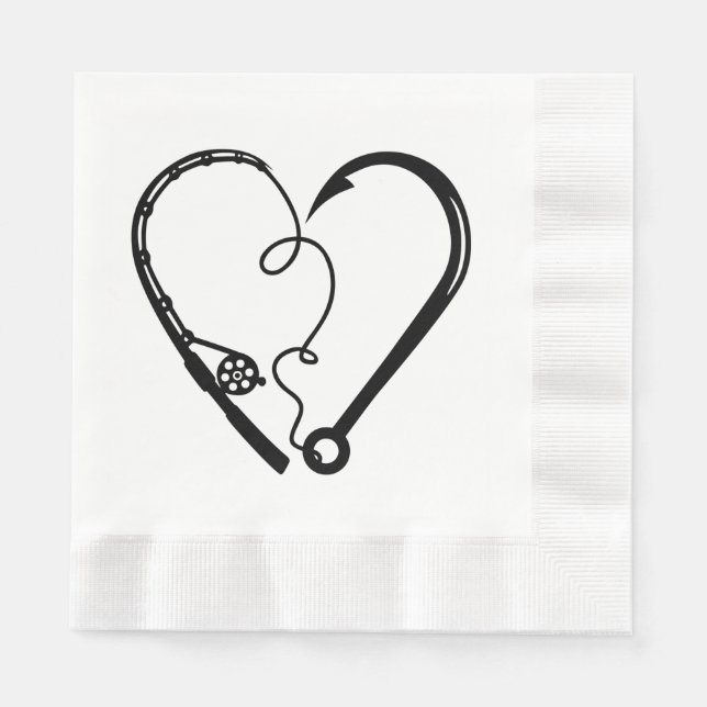 Fishing Rod Heart Heart Napkin (Front)