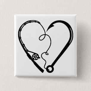 FISHING ROD HEART HOOK 15 CM SQUARE BADGE