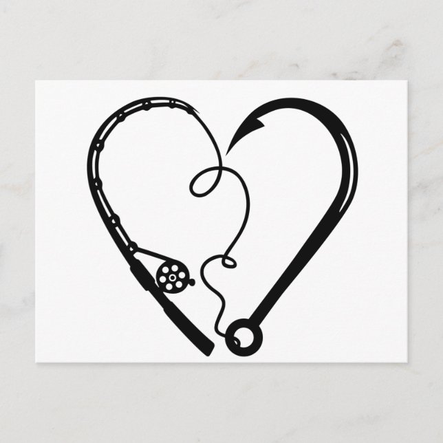 FISHING ROD HEART HOOK POSTCARD (Front)