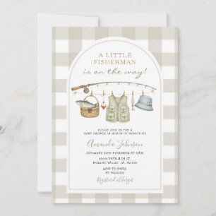 Fishing rod Little Fisherman Baby Shower Invitation