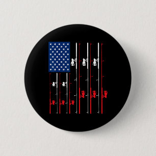 Fishing Rod Us Flag Shirt Cute Fish Hunting Gift  6 Cm Round Badge