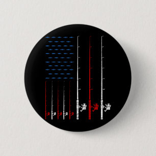 Fishing Rods American Flag 6 Cm Round Badge