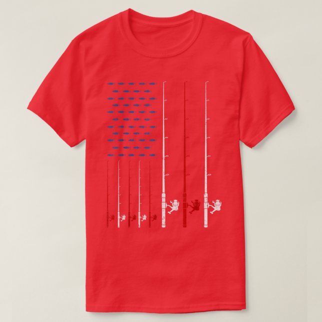 Fishing Rods American Flag 928  T-Shirt (Design Front)