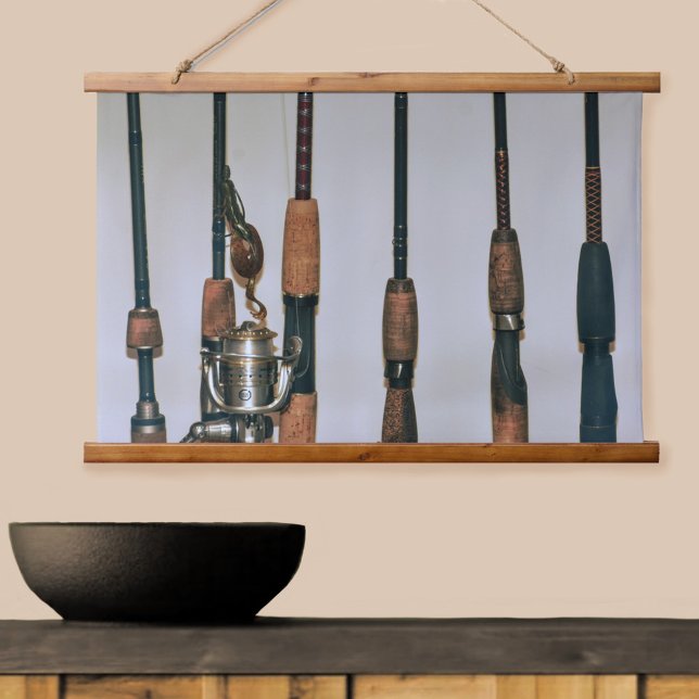 Fishing Rods and Reel Rustic Photographic Hanging Tapestry (Creator Uploaded)