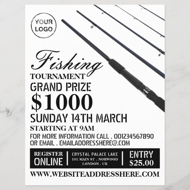 Fishing Rods, Fishing Tournament Event Advertising Flyer (Front)