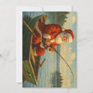 Fishing Santa Holiday Card