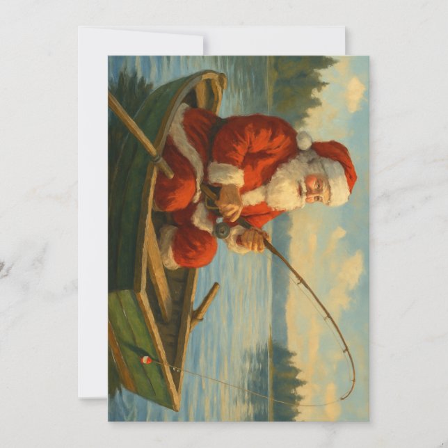 Fishing Santa Holiday Card (Front)
