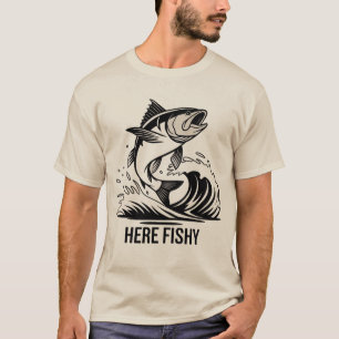 Fishing-Shirt Here-Fishy Graphic Funny T-Shirt