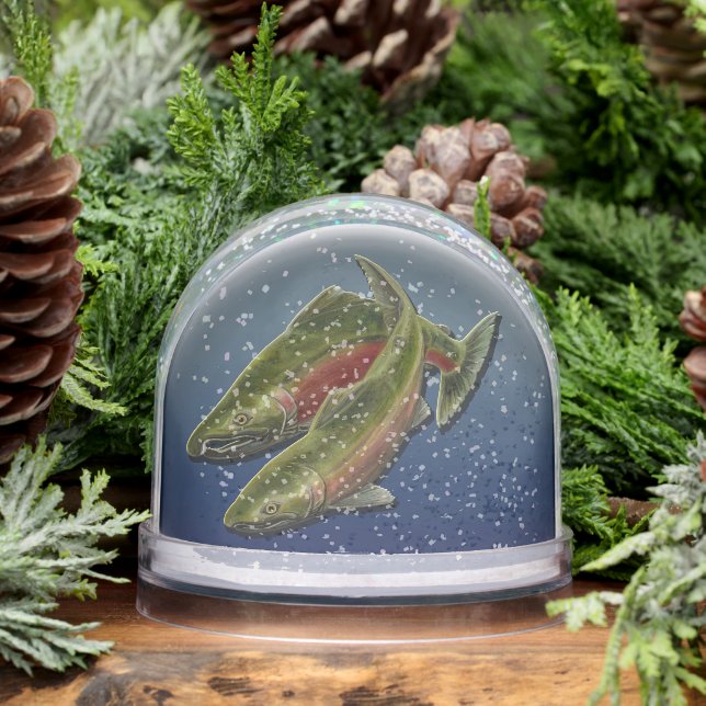 Fishing Snow Globe Custom Coho Salmon Snow Globe (Winter)