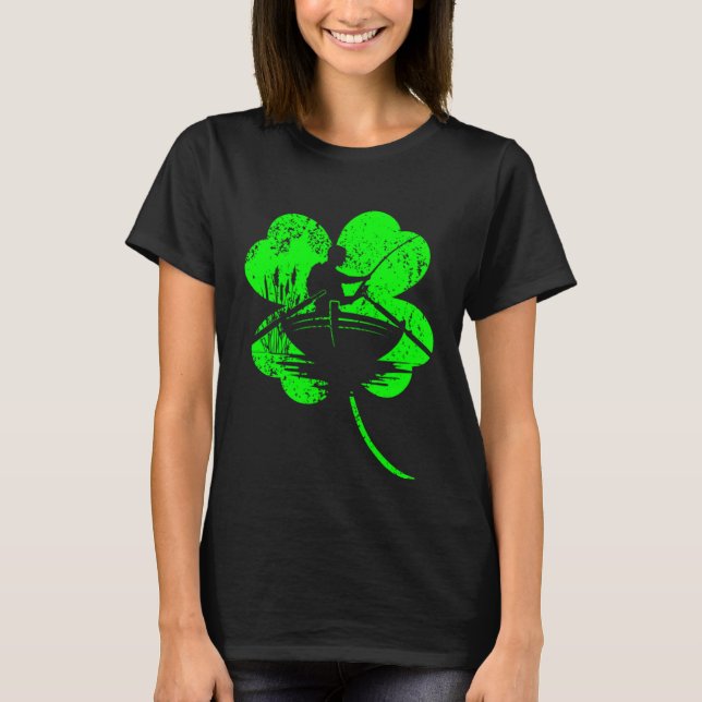 Fishing St Patrick s day shamrock  Fishing T-Shirt (Front)