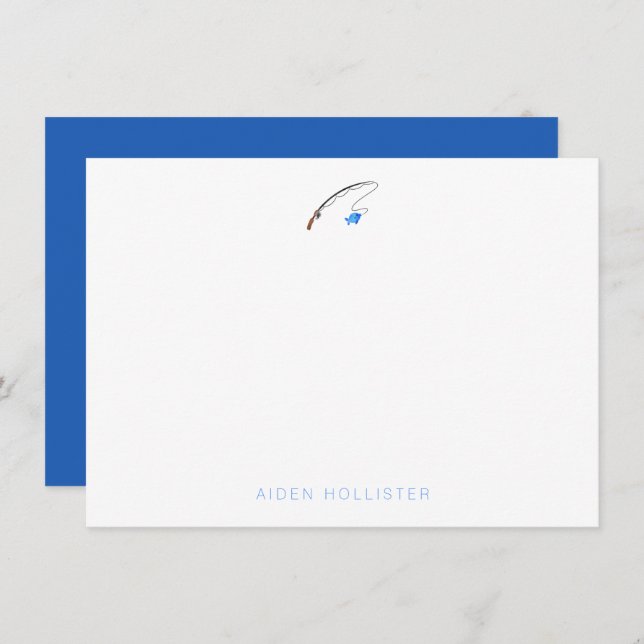 Fishing Stationery - Personalised Fish Note Cards (Front/Back)