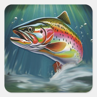 Fishing Sticker, Fishing enthusiasts Square Sticker