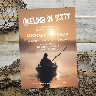 Fishing Sunrise Fisherman 60th Birthday Invitation