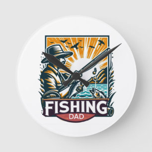 Fishing t shirt round clock