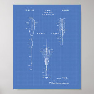 Fishing Tackle 1950 Patent Art Blueprint Poster