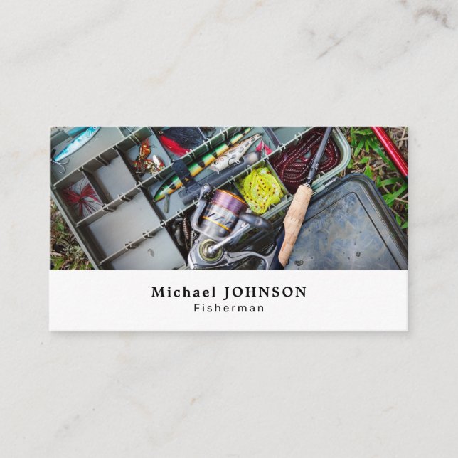 Fishing Tackle Box, Fisherman, Fisher Business Card (Front)