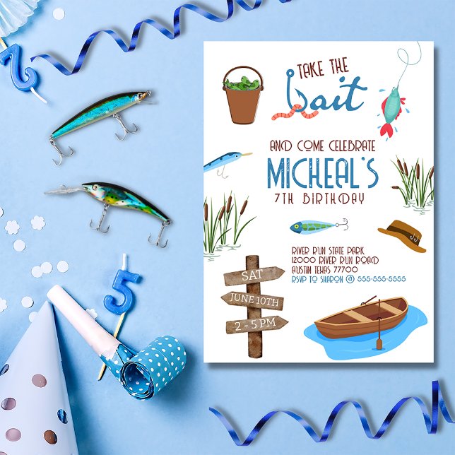 Fishing Take the Bait Birthday Invitation (Creator Uploaded)
