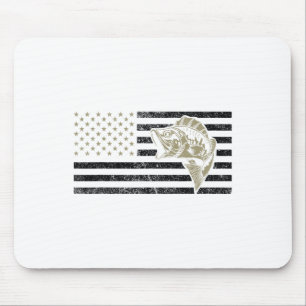 Fishing Tee For Men - Vintage Us American Flag Men Mouse Pad