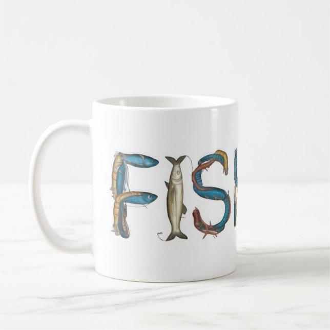Fishing Text Coffee Mug (Left)